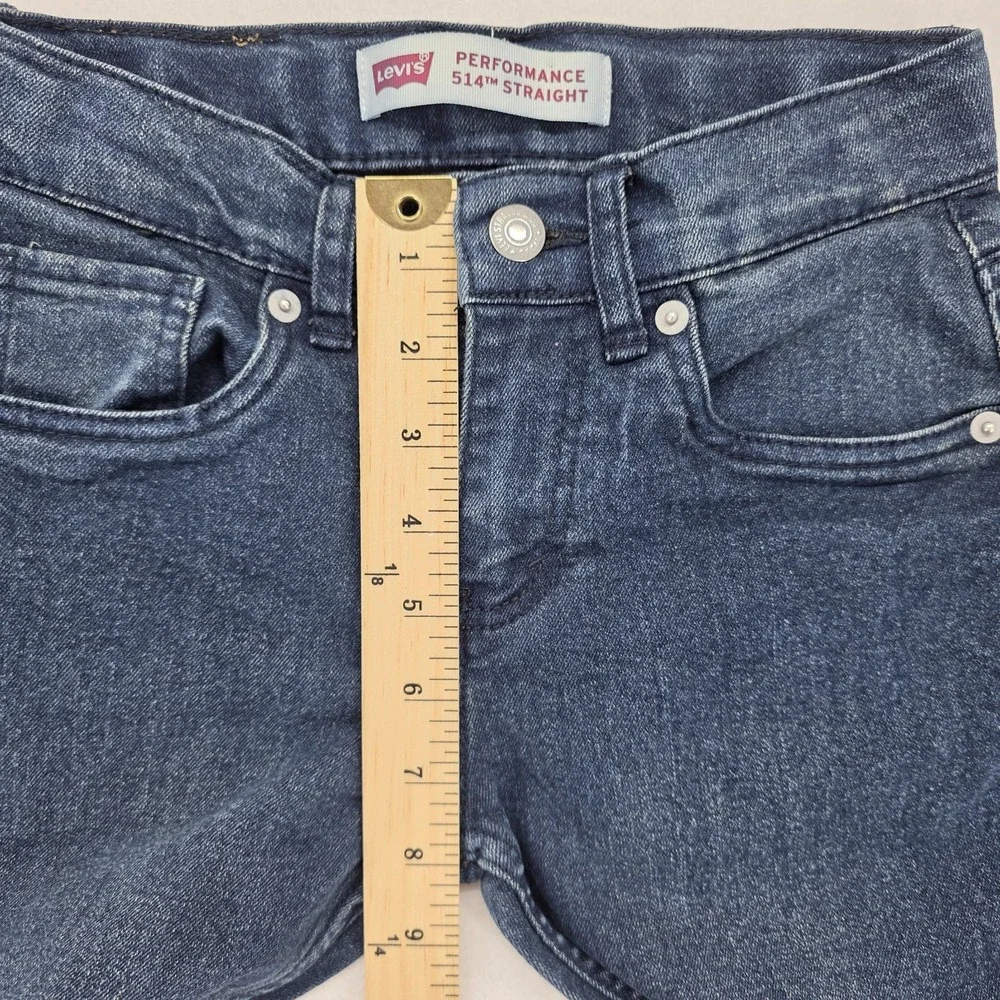 Levis 514 Boys 10 Straight Fit Jeans Blue Adjustable Waist 23x25 Performance